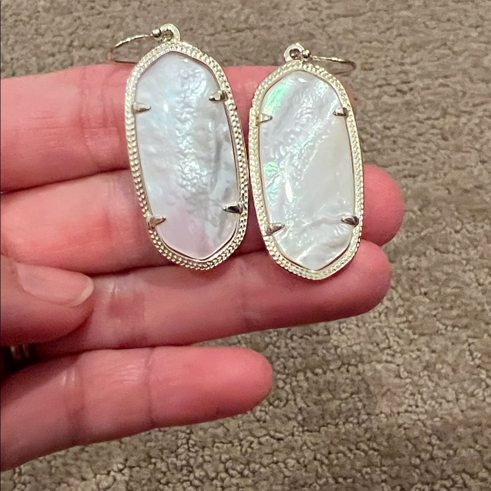 Kendra Scott Silver and Iridescent White Earrings